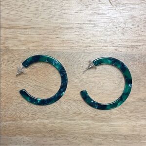 Lele Sadoughi Emerald and Navy Hoop Earrings